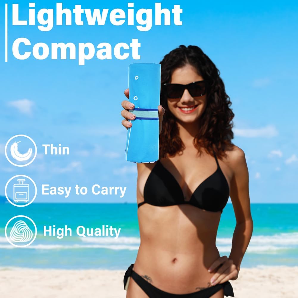 Lightweight Thin Microfiber Beach Towel Sand Free Quick Dry Absorbent Compact Soft Pool Swim Travel Towels Extra Large Oversized Beach Accessories Packable Essentials Stuff Gifts for Adult