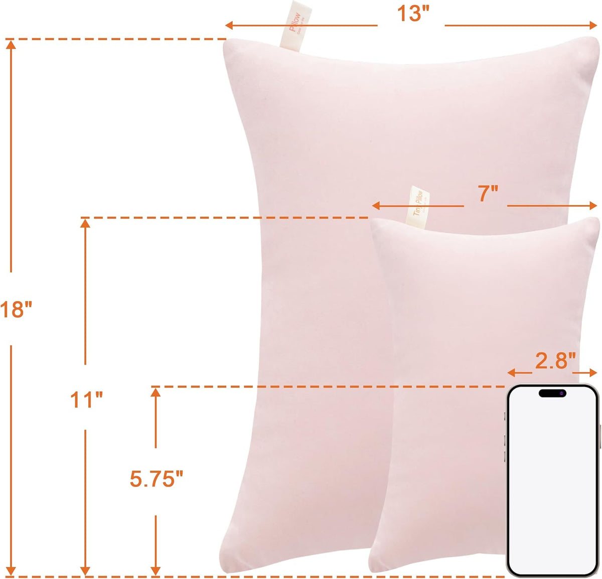 NTBAY Tiny Pillows, Down Alternative 7"x11" Microfiber Mini Pillows for Travel, Pets, Soft Machine Washable Small Pillows for Neck, Wrist, Lumbar and Knee, Pink