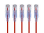 Monoprice Cat6A 2ft Red 5-Pk Patch Cable UTP 30AWG 10G Pure Bare Copper Snagless RJ45 SlimRun Series Ethernet Cable