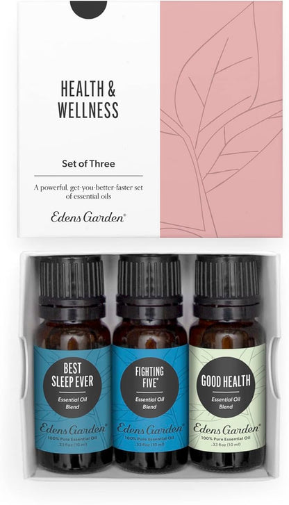 Edens Garden Health & Wellness Essential Oils 3 Set – 100% Pure Therapeutic Grade, Natural Undiluted Aromatherapy Blends - Oil for Immune Support, Household Cleaning & Air Freshening, 10 ml/ 3 Pack