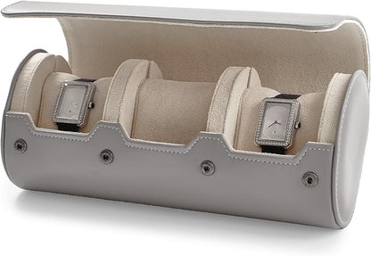 Oirlv Luxury Leather Watch Organizer Case Watch Box for Mens Jewelry Gift Box for Birthday Fathers Day Anniversary(3 slots, Grey)