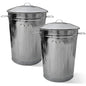 Plexon 2 Pack 13-Gallon Galvanized Steel Round Trash Can with Lid, Indoor and Outdoor Use, Durable Construction, Classic Design, Stylish