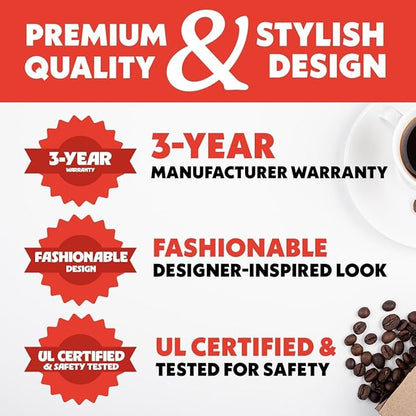 Gourmia 10-Cup Grind & Brew Coffee Maker – Built-in Adjustable Grinder, Programmable Digital Timer, 3 Brew Strengths, 4-Hour Keep-Warm, Auto Shut-Off, Pause & Serve, Glass Carafe, Stainless Steel
