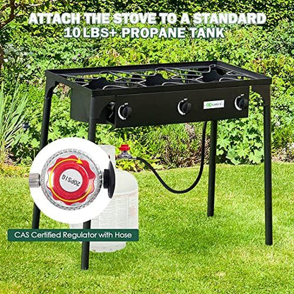 Goplus Outdoor Camping Stove, 3 Burner Propane Gas Cooker
