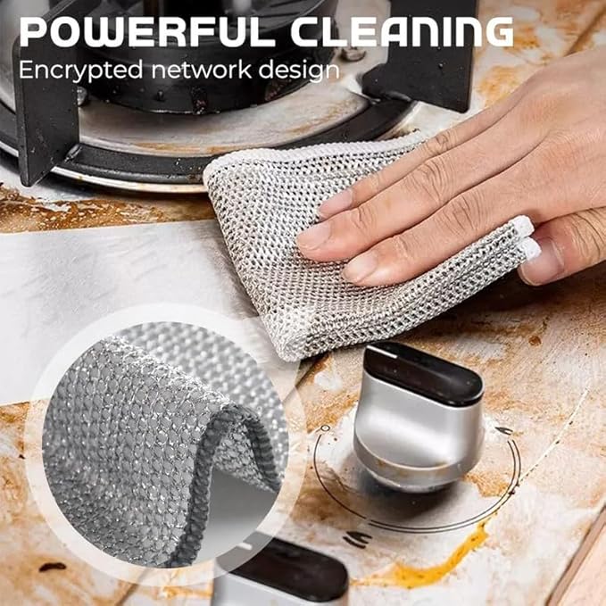 Kruggo 2025 Upgraded Multipurpose Wire Dishwashing Rags, Metal Wire Dishwashing Cloths Towels Scrubs Cleans, Wet and Dry Wire Dishwashing Rags Non-Scratch Wire Dishcloth for Dishes, Sinks (15 Pack)