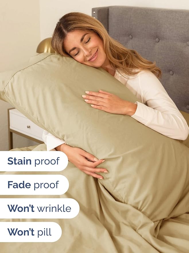 Extra Deep Pocket Cal King Sheets - 4 Piece Breathable & Cooling Bed Sheets - Hotel Luxury Bed Sheet Set - Soft, Wrinkle Free & Comfy - Easily Fits Extra Deep Mattresses - Deep Pocket Beige Sheets Set