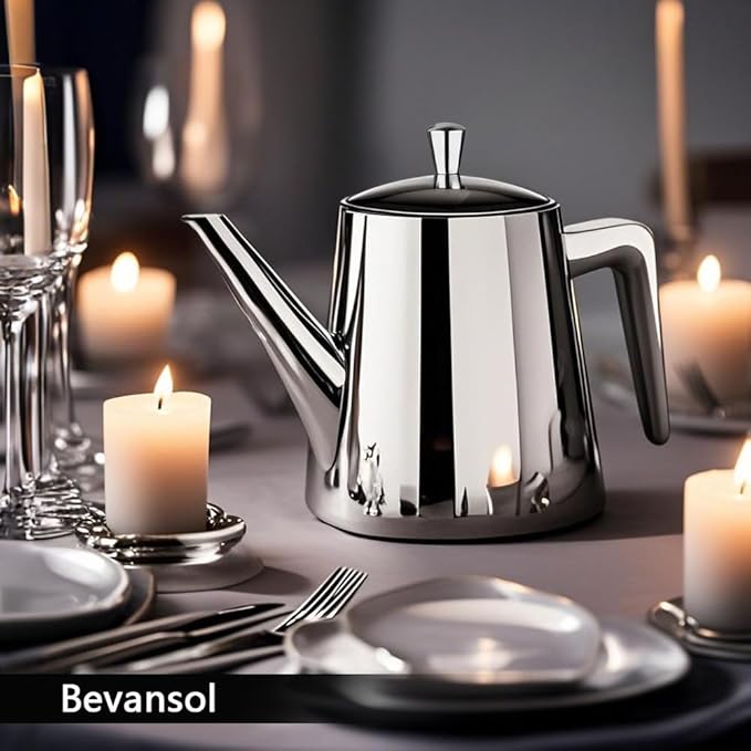 304 Stainless Steel Teapot Long Strain Large Capacity Teapot with Infuser and Removable Filter for Home Restaurant Office Dinnerware Accessories Drinkware Item (1500ml)