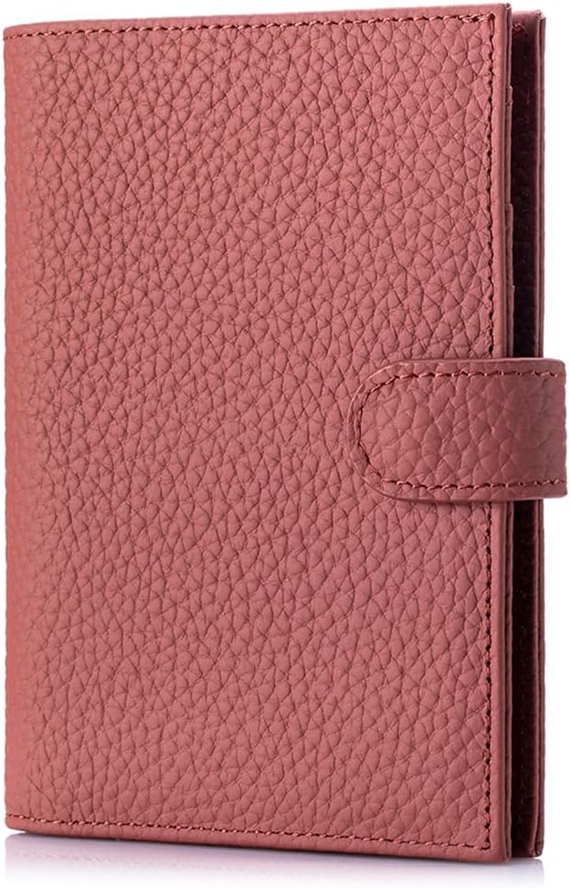 Slim RFID Passport Wallet for Women – Leather Travel Passport Holder for Men with Passport Slot & Card Slots, Zippered Coin Pocket & Cash Holder Travel Organizer Brick Red