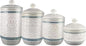 Young's Inc. 4 Pcs Set Casual Provincial Ceramic Canisters- Storage Container for Kitchen and Bathroom - Beautiful Home Decor Accent to Store Food, Coffee, Tea, and More - Green, White