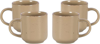 HomeVSS 20-Piece Dinnerware Set - Serves 4, Matte Beige Glaze plates and bowls sets with Speckle Effect for Microwave & Dishwasher Safe