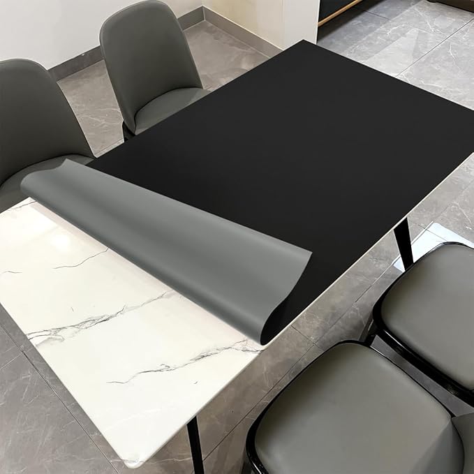 Leather Table Cover,1.8mm Thick,36x72 Inch Table Protector,Table Protector for Dining Room Table,Dining Room Table Protector Pad.(Black+Gray,36x72)