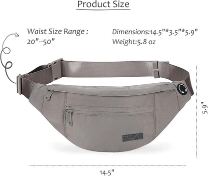 MAXTOP Large Crossbody Fanny Pack with 4-Zipper Pockets,Gifts for Enjoy Sports Festival Workout Traveling Running Casual Hands-Free Wallets Waist Pack Phone Bag Carrying All Phones