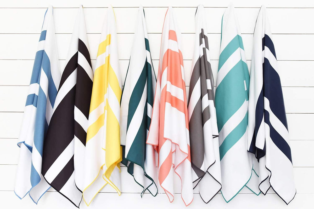 Gray Microfiber Beach Towel by Laguna Beach Textile Co - Sand Free, Light Weight Striped Pool Towel - Perfect for Yoga, Gym, Beach, Pool - Extra Large, 35" x 75" - Quarry Gray