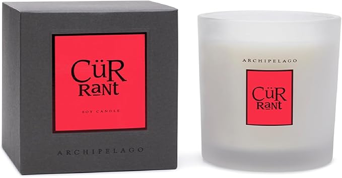 Archipelago Botanicals Hand-Poured Soy Wax Blend Scented Candle with Fragrance Oils, Lead-Free Cotton Wicks, Glass Candle Jar with Gift Box, Burns Approx. 60 Hours, Currant, 10 Oz.