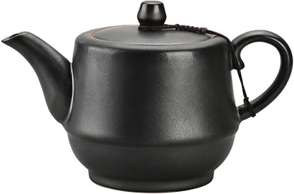 Rural Style Ceramic Teapot with Stainless Steel Infuser 16 Ounces Porcelain Blooming & Loose Leaf Teapot (Black)