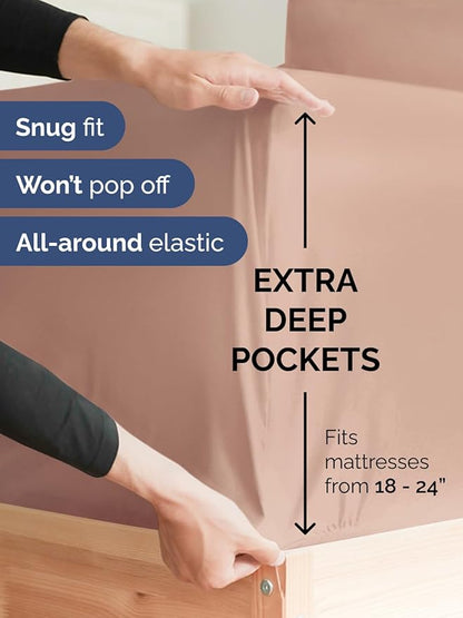 Extra Deep Pocket Twin XL Sheets - 3 Piece Breathable & Cooling Bed Sheets - Hotel Luxury Bed Sheet Set - Soft, Wrinkle Free & Comfy - Easily Fits Extra Deep Mattresses - Deep Pocket Mauve Sheets Set