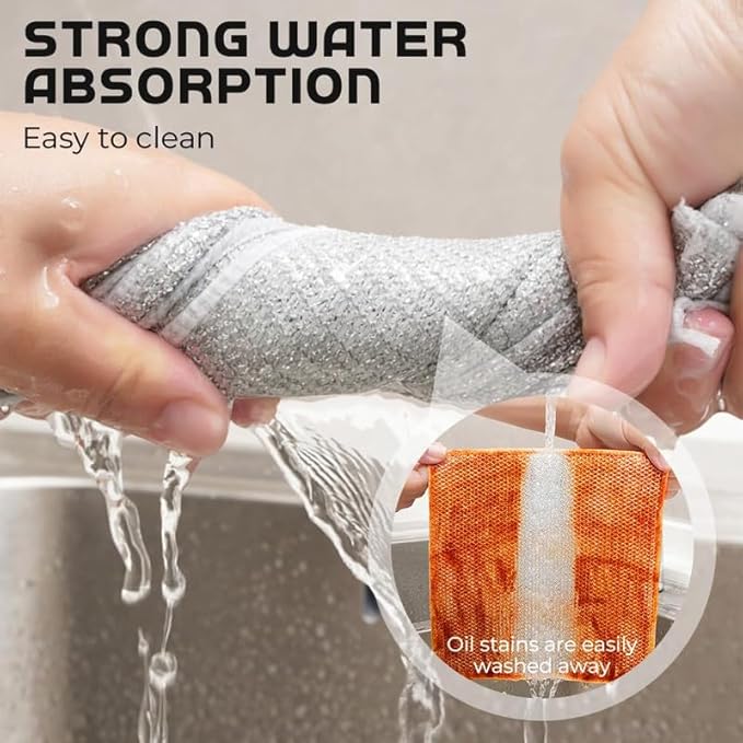 Kruggo 2025 Upgraded Multipurpose Wire Dishwashing Rags, Metal Wire Dishwashing Cloths Towels Scrubs Cleans, Wet and Dry Wire Dishwashing Rags Non-Scratch Wire Dishcloth for Dishes, Sinks (15 Pack)