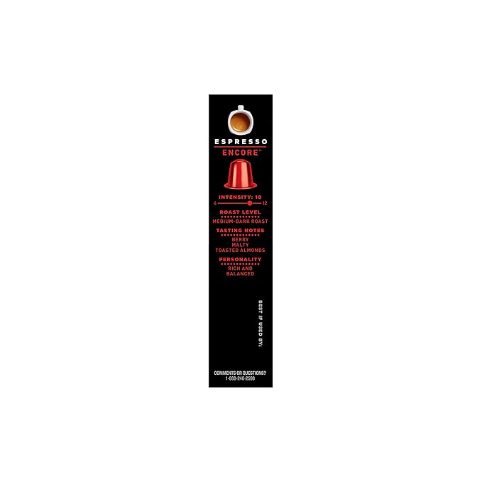 Segafredo Zanetti Espresso Capsules – Aluminum Pods for Nespresso Original Machines – Medium-Dark Roast Premium Espresso with a Rich Aroma – Balanced, Intensity 10 – Encore, 10 Count