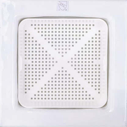 8.5-inch Floor Sink Drain Cover Alternative, Square Drain Basket for Restaurants, Use Below 3 Compartment Sink. Sink Strainer with 0.19-inch Holes, Versatile Plastic Drain Screen Basket