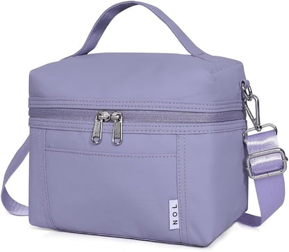 NOL Natural Organic Lifestyle Insulated Lunch Bags for Women Cooler Bag Lightweight Nylon Waterproof Lunch Box For Work (Small, Light purple)