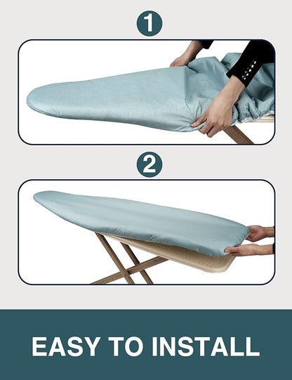 Ironing Board Cover and Pad, Resist Scorching and Staining, 15x54 Reflective Silicone Ironing Board Cover with Thick Padding Extra Thick with Elastic Edges 4 Fasteners