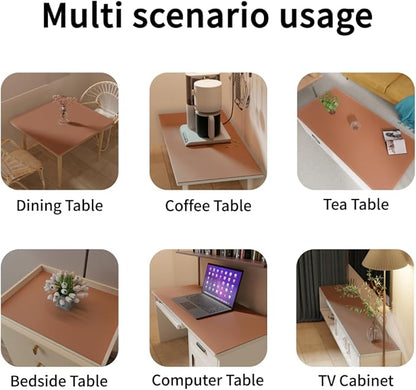 Leather Table Cover,1.8mm Thick,36x60 Inch Table Protector,Table Protector for Dining Room Table,Dining Table Cover,Table Cover Protector,Kitchen Table Protector(Brown+Gray,36x60)