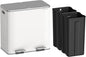 SONGMICS Trash Can, 2 x 10.6 Gallon (2 x 40 L) Garbage Can for Kitchen, with 15 Trash Bags, 2 Compartments, Plastic Inner Buckets and Hinged Lids, Airtight, White and Gray ULTB730W80