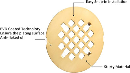 Artiwell 4-1/4” OD Snap-in Shower Drain Cover, Round Shower Drain Strainer Grid, Replacement Cover, Designed for Long-Lasting