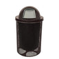 COATEDOUTDOORFURNITURE RDT-P-BRW Heavy Duty Round Trash Receptacle with Dome Top, Liner Included, 32 Gallon, Brown, Made in America