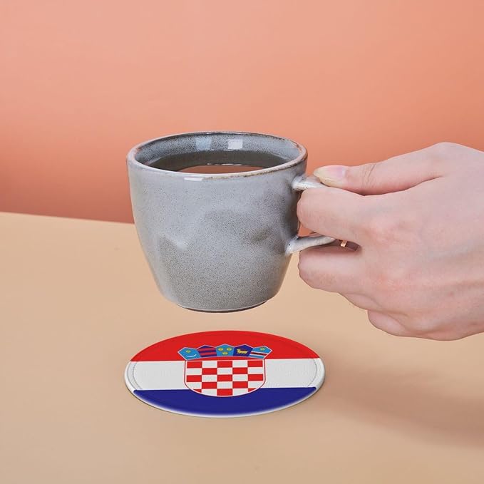 6 Pack Croatian Flag Leather Coaster