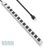 JUNNUJ Metal 12 Outlet Power Strip, Mountable Heavy Duty Power Strip, 1200J Surge Protector Wall Mount Screws Outlet with Switch, Gaming Desk Strips Wide Spaced 15A 125V 1875W, 6 FT 14AWG Power Cord