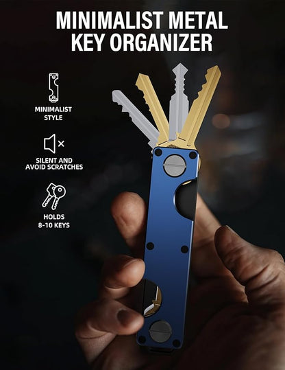 Key Organizer Key Holder Compact Key Case Minimalist Metal Key Chain Key Holder for Keychain Secures 8-10 Keys EDC