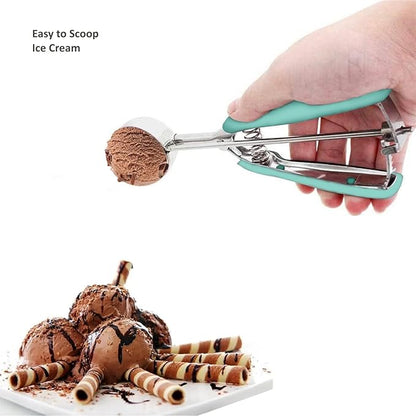 Ice Cream Scoop, Cookie Scoop, 5.3 Tbsp/ 80 ml/ 2.7 oz Cookie Scoops for Baking, 18/8 Stainless Steel Cookie Scooper for Baking, Ice Cream Scooper with Trigger Release, Cookie Dough Scoop(Mint Green)