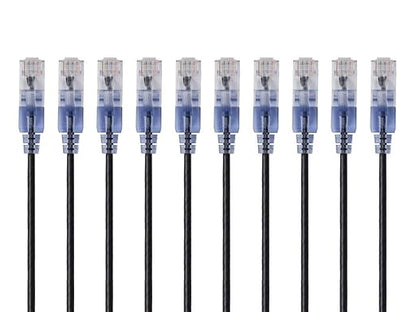 Monoprice Cat6A Ethernet Patch Cable - Snagless RJ45, 550Mhz, 10G, UTP, Pure Bare Copper Wire, 30AWG, 10-Pack, 14 Feet, Black - SlimRun Series