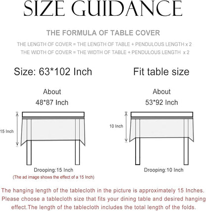 patdrea Designer Vintage Linen Long Rectangle Tablecloth,Green French Leaves Pattern Floral Table Cloth,Fall Decoration Cover for Kitchen Dining Christmas,Thanksgiving,63"x102"-Cecilia a