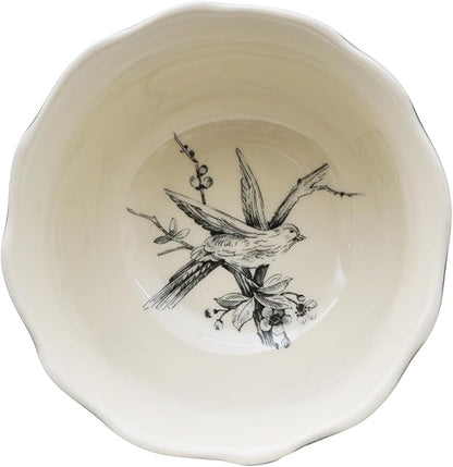 222 Fifth Adelaide 16-Piece Casual Grey Porcelain Dinnerware Set – Service for 4, Classic Toile Bird & Floral Design, Microwave & Dishwasher Safe, for Everyday Dining & Entertainment