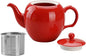 Antique Ceramic Teapot Coffee Pot with Infuser, 400ml (1-2 cups) Small Porcelain Tea Pots for Loose Leaf Tea, with Removable Stainless Steel Strainer and Lid for Gift (Red)