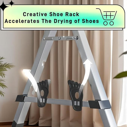 Adjustable 5-Bar Clothes Drying Rack, Foldable Stainless Steel Laundry Stand with Lockable Wheels, Extendable from 59 to 94.5 Inches,for Clothes, Shoes, and Bedding