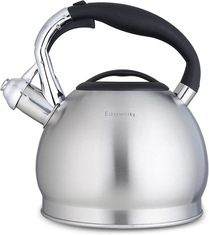 Easyworkz Whistling Stovetop Tea Kettle Food Grade Stainless Steel Hot Water Tea Pot With Loud Whistle, 2.4 Quart(2.3l)