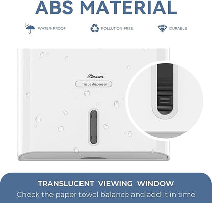 Paper Towel Dispenser Wall Mount, Adhesive No Drilling Multifold Trifold C Fold Commercial Hand Towel Dispenser,White