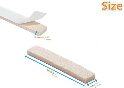 Furnigear Felt Strips with Adhesive Backing for Furniture - Felt Furniture Pads for Hardwood Floors, Furniture Chair Feet Felt Pads, Furniture Floor Protector Sliders 30 Pcs 3 x 1/2" Rectangular Beige