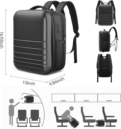 SOKOK Carry On Travel Backpack Waterproof Business Backpack Expandable with Laptop Compartment and Charging, Hardshell Computer Backpack for Men and Women, Graphite