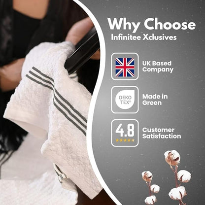 Infinitee Xclusives Premium Kitchen Towels - [Pack of 12] 100% Cotton Kitchen Hand Towels (15 x 25 Inches) - Dish Towels for Kitchen |Grey|