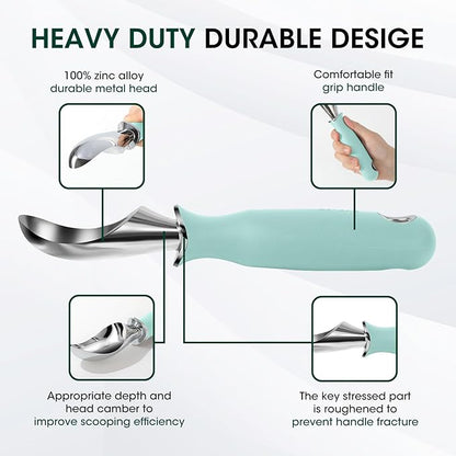 Beneno Heavy Duty Ice Cream Scoop - Upgraded Anti-Fracture Design, Comfortable Grip Long Handle, Effortless Scooping & Dishwasher Safe, Mint