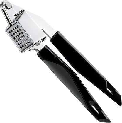 Garlic Press Stainless Steel, Professional Manual Garlic Mincer Garlic Crusher for Kitchen Use, Easy to Squeeze and Clean, Rust Proof and Dishwasher Safe, 8.26-Inch, Black