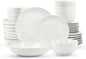 Sureasy 32 Pieces Dinnerware Sets for 8, Ceramic Plates and Bowls Sets, Embossed Scratch Resistant Dinner Set, Dishwasher & Microwave Safe, White