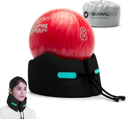Travel Pillow, Super Neck Chin Head Support, Memory Foam, Neck Pillows for Travel Sleeping Airplane Car Office with Compact Carry Bag Black Small