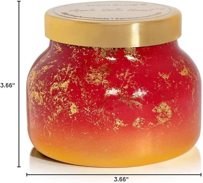 Capri Blue Glimmer Petite Signature Jar Candle - Apple Cider Social Scented Candle with Ombre Glass Candle Holder - Luxury Aromatherapy Candle - Red and Gold (8 oz)