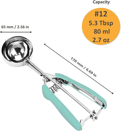 Ice Cream Scoop, Cookie Scoop, 5.3 Tbsp/ 80 ml/ 2.7 oz Cookie Scoops for Baking, 18/8 Stainless Steel Cookie Scooper for Baking, Ice Cream Scooper with Trigger Release, Cookie Dough Scoop(Mint Green)
