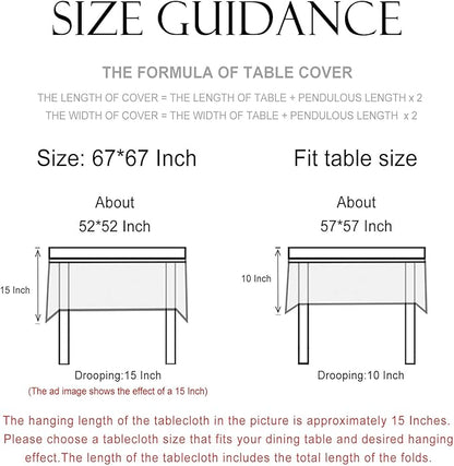 patdrea Designer French Linen Blue Tablecloth for Sqaure Table,Vintage Floral Table Cloth,Colorful Decoration Small Cover Kitchen Dining for Tea Party,Thanksgiving,Christmas,67"x67"-Wensel